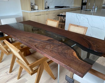 Walnut Glass River Table