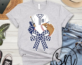 Camiseta de béisbol de Detroit - Cuello redondo - Sudadera con capucha - Tallas para jóvenes y adultos