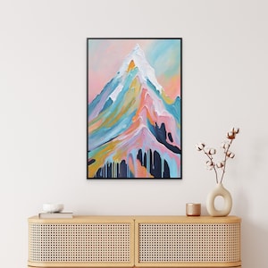Framed Canvas Art, Mountain Print, Boho Décor, Abstract, Modern, Nature, Colorful, Landscape, Contemporary, Unique, Wall Art, Home Decor