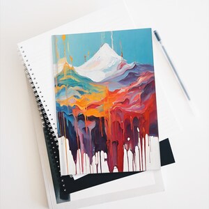 Blank Journal, Colorful, 3rd Anniversary Gift, Abstract, Modern, Gift, Mountain, Art, Unique, Notebook, Boho, Rainbow