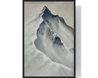 Gerahmter Kunstdruck, Berg Kunst, Berg Druck, Boho Kunst, Hütte Kunst, rustikale Kunst, Berg Malerei, Dekor, Wandkunst, schwarz weiß