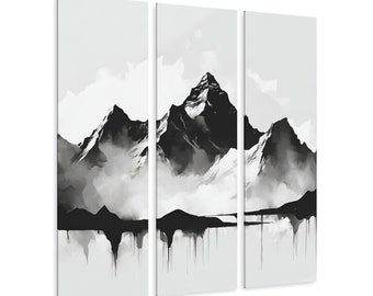 Abstract bergdrieluik, grote muurkunstset, hedendaagse acrylmuurophanging, modern huisdecor
