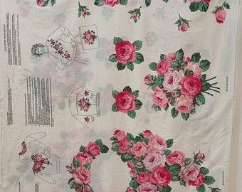 2 Rose Fever Wearable Art Appliques Fabric Panels Craft Uncut Sew Applique