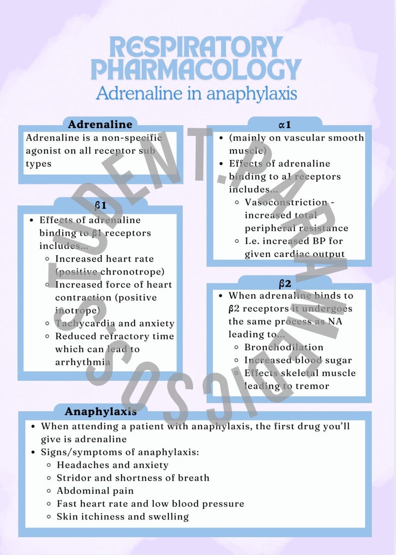 Respiratory Pharmacology - Student Paramedic Revision Worksheet - Etsy