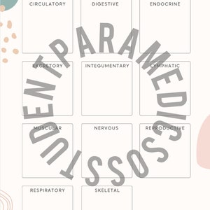 May include: A printable chart with the title "Body Systems" and a list of the major body systems: circulatory, digestive, endocrine, excretory, integumentary, lymphatic, muscular, nervous, reproductive, respiratory, and skeletal.