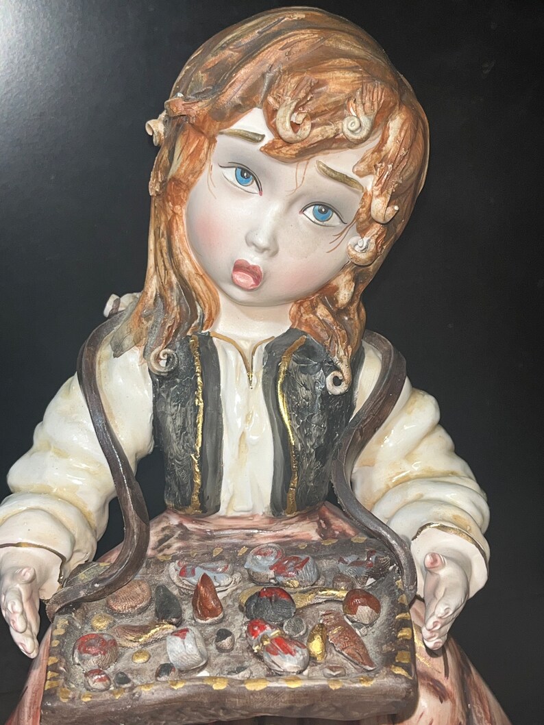 Vintage Capodimonte Italian Porcelain Figurine of Young Selling Treats