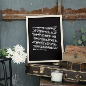 Alan Jackson Lyric Poster, Drive Lyrics, Printable Wall Art, 18&quot;x24&quot;, Fathers Day, Wall Art, Modern Wall Art, Black and White