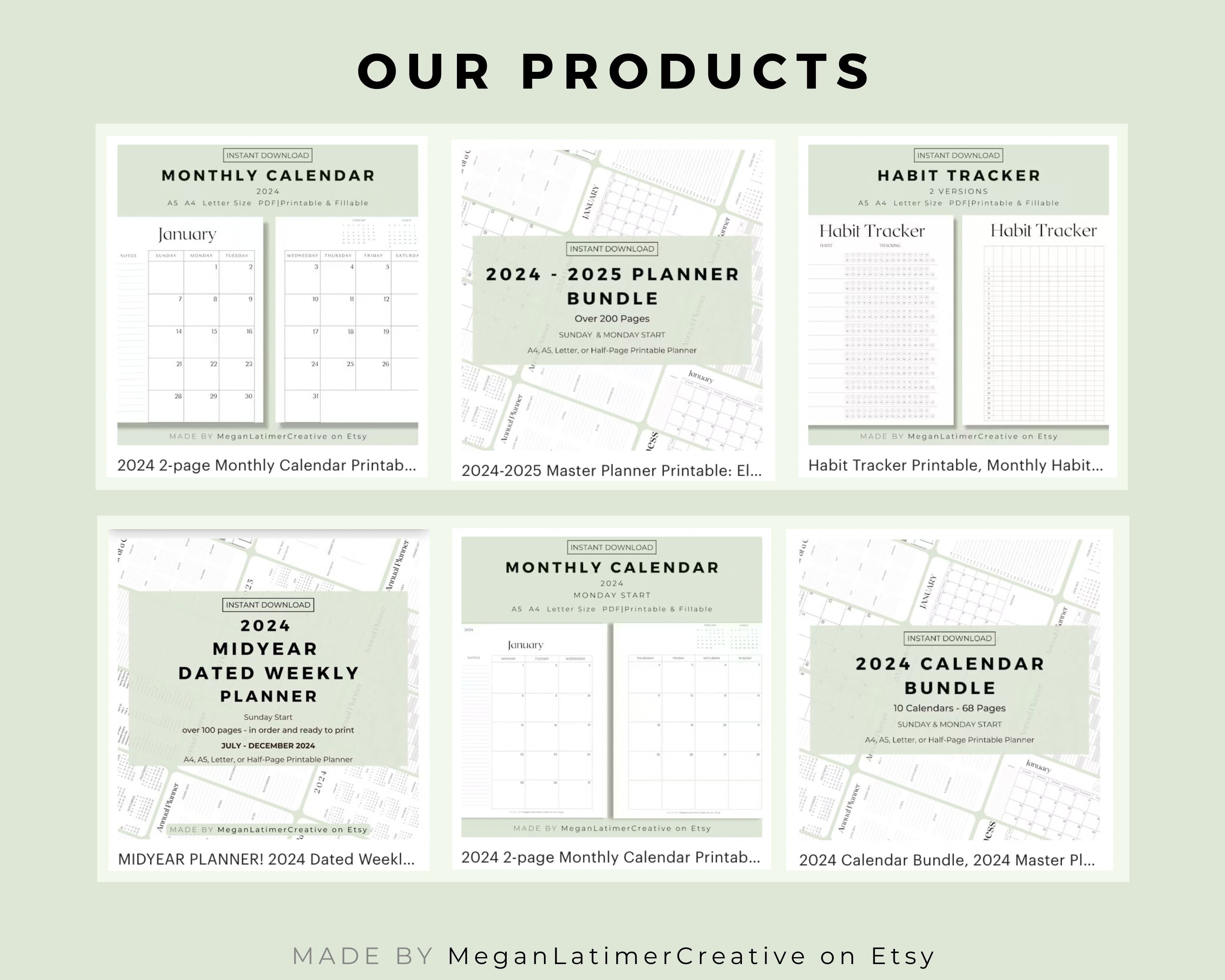 Custom Printable Planning Tools Personalized Planner & Calendar Custom ...
