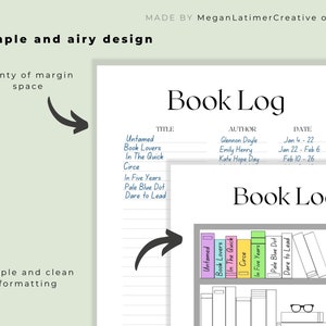 Book Log Printable, Book Tracker, Reading List, Book List, Visual Book ...