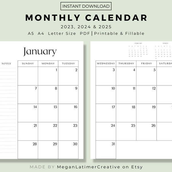 2025 Calendar Etsy