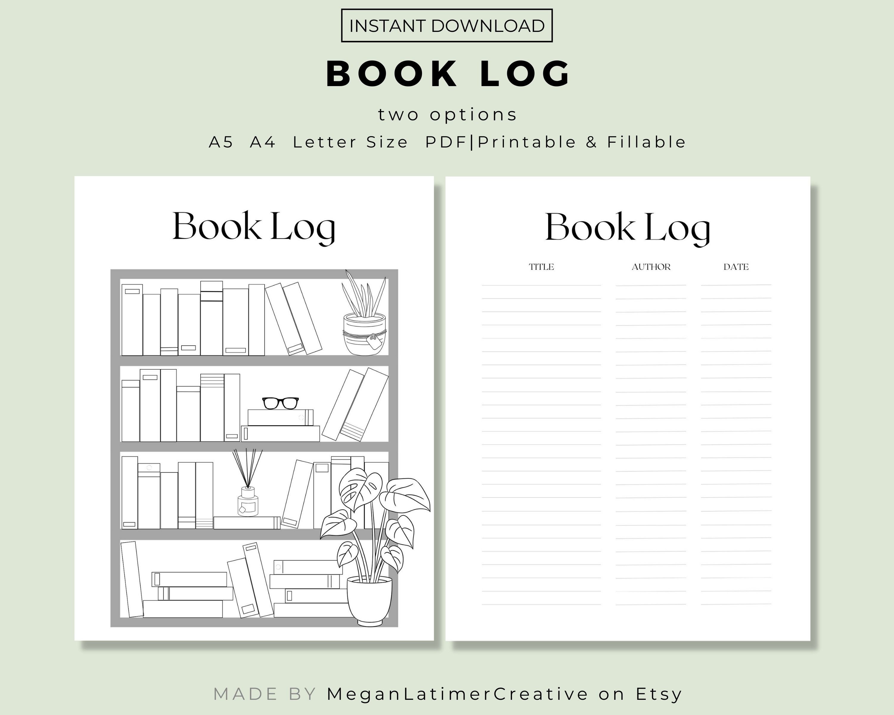 Book Log Printable, Book Tracker, Reading List, Book List, Visual Book ...