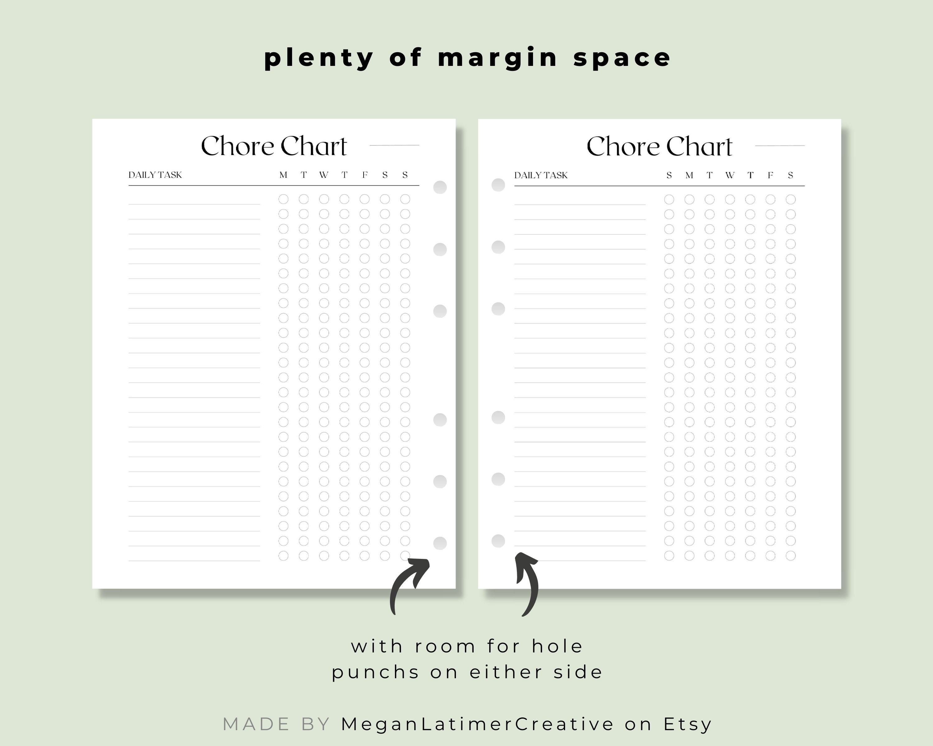 Chore Chart Printable, Family Chore Chart, Daily Chores, Weekly Chore ...