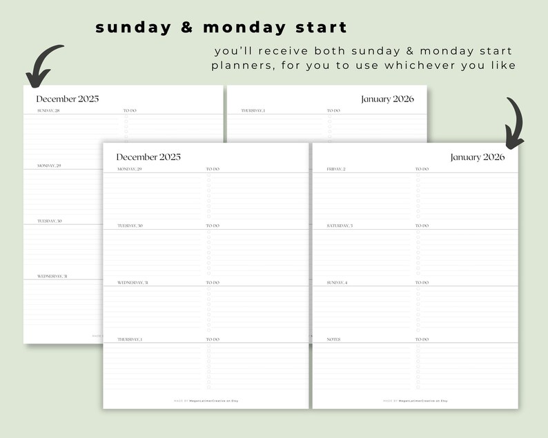 2026 Weekly Planner Printable | Dated 2-page Weekly Spread | Monday ...