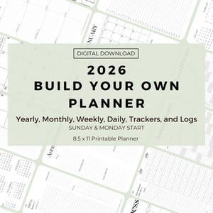 Può includere: Un planner scaricabile digitalmente per il 2026. Il planner include sezioni annuali, mensili, settimanali e giornaliere, insieme a tracker e registri. Il planner inizia la domenica e il lunedì e misura 21,6 x 27,9 cm.