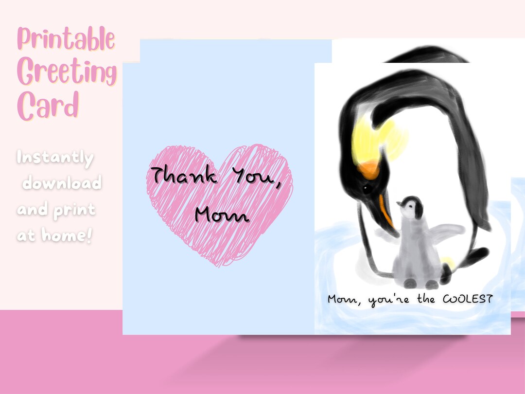 Printable Thank You Mom Card / Mother's Day Card / Birthday Card Mom