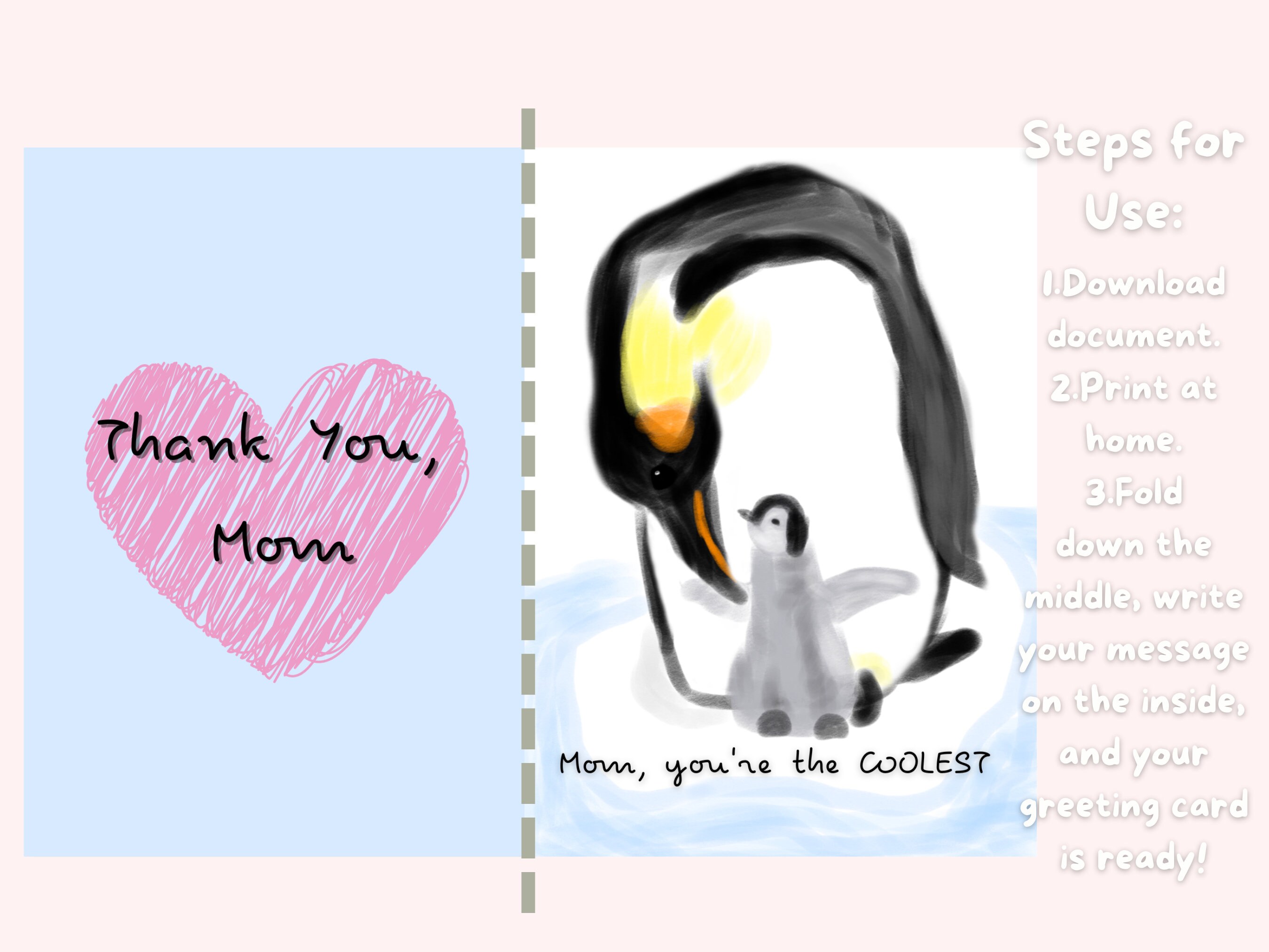 Printable Thank You Mom Card / Mother's Day Card / Birthday Card - Mom ...