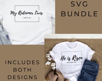 He is Risen SVG Bundle: Christian Easter Shirt Designs (Digital Download)