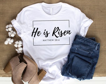 He is Risen SVG: Christian Easter T-Shirt Design (Digital Download)