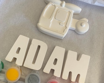 Paint Your Own Name Kit: Helicopter Ceramic Craft, Kids Gift