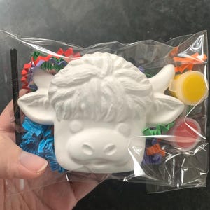 Paint Your Own Highland Cow Craft Kit: Kids' Painting Party Favor