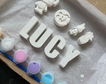 Personalised Paint Your Own Plaster Alien Name Kit: Kids Craft Set