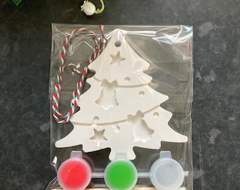 Kit per dipingere le decorazioni dell'albero di Natale: attività creativa per bambini, decorazione fai da te per l'albero.