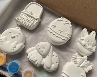 Peignez votre propre kit de formes de Pâques en plâtre : ensemble de travaux manuels pour enfants