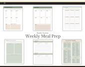 Weekly Meal Prep Planner, Grocery List, Recipe Cards, & Seasonal Veggies List, Instant Download