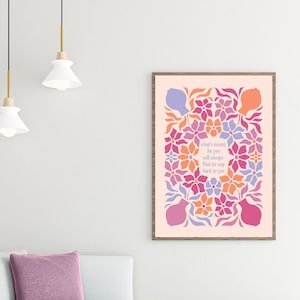 What&#39;s Meant For You, Trendy Retro Quote Wall Art, Digital Wall Art Print, Aesthetic Quote, Inspirational, Zen,
