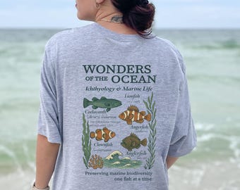 Camiseta de Ictiología - Camiseta vintage de peces y biología marina - Camiseta de vida marina para amantes de la ciencia - Camiseta de biología marina - Camiseta vintage de Ictiología