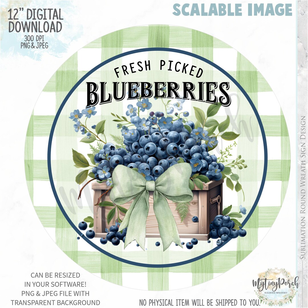 Blueberry Wreath Sign: Sublimation PNG, JPEG (digital Download) - Etsy