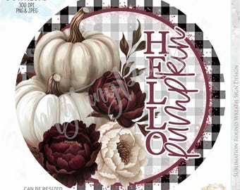 Watercolor Pumpkin Fall Wreath Sign PNG (Digital Download)