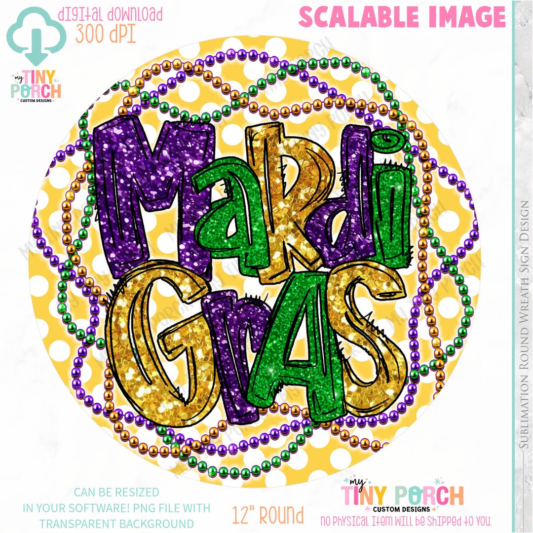 Mardi Gras Wreath Sign PNG: Sublimation Wreath Design Digital Download ...