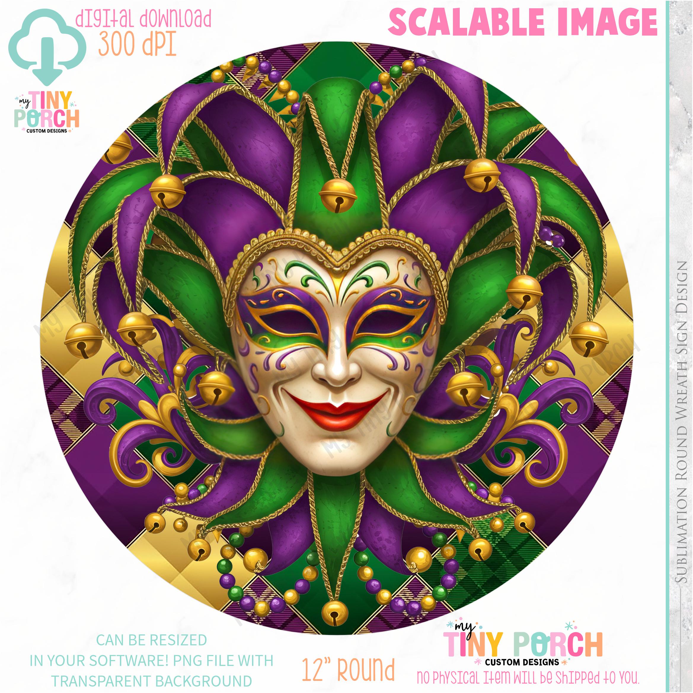 Mardi Gras Wreath Sign PNG: Sublimation Wreath Design Digital Download ...