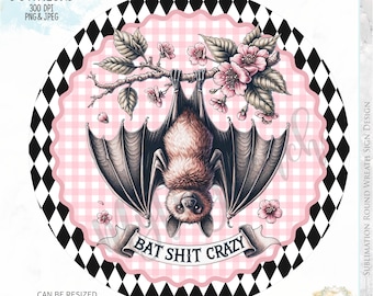 Pink Halloween Bat Wreath Sign PNG (Digital Download)