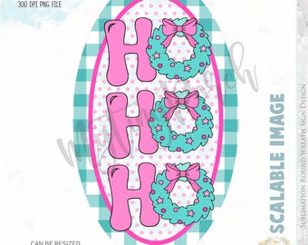Oval rosa jul PNG-skylt, Ho Ho Ho-krans sublimering PNG
