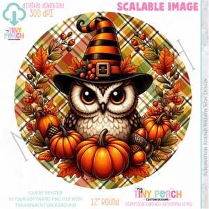 Halloween Owl Wreath Sign PNG: Fall Wreath Design (Digital Download)