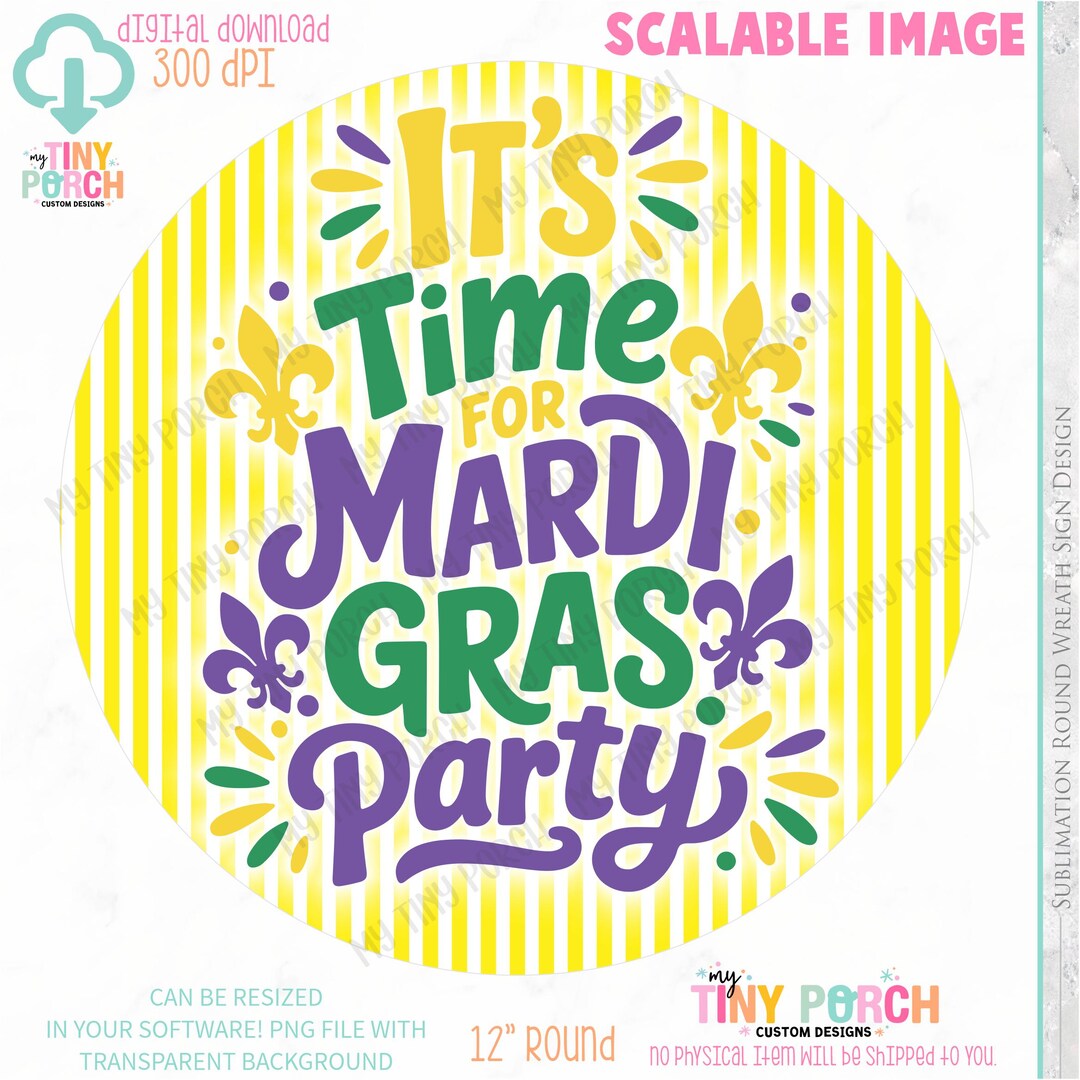 Mardi Gras Wreath Sign PNG: Sublimation Wreath Design Digital Download ...