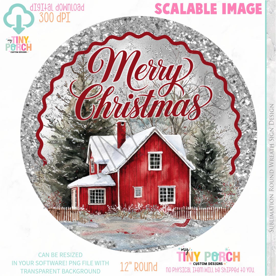 Merry Christmas Barn Wreath Sign: PNG & JPEG Digital Download - Etsy