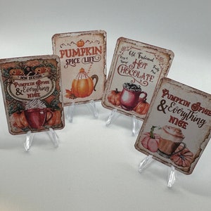 Miniatura de casa de muñecas, cartel vintage de Acción de Gracias de otoño, imagen de otoño, póster de calabaza, miniatura de otoño, imagen de Acción de Gracias de otoño de casa de muñecas