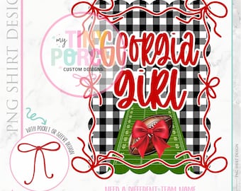 Coquette Football Girl PNG: Schwarzes & Rotes Schulmaskottchen T-Shirt (Digitaler Download