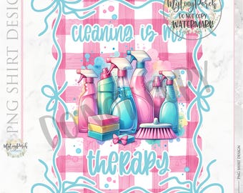 Coquette Maid Shirt PNG Design: Cleaning Therapy (Digital Download)