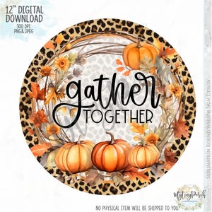 Fall PNG sign, Cheetah Pumpkin wreath sign design, Fall sign, Pumpkin sign, Thanksgiving PNG sign, Watercolor blue pumpkin, sublimation PNG