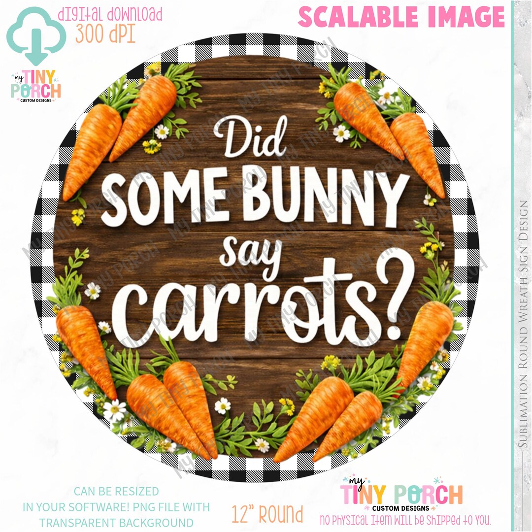 Easter Carrots Wreath Sign PNG: Spring Door Hanger Design (digital ...
