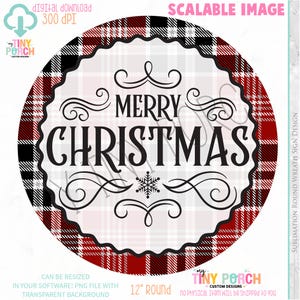 Merry Christmas Wreath Sign PNG: 12&quot; Digital Download