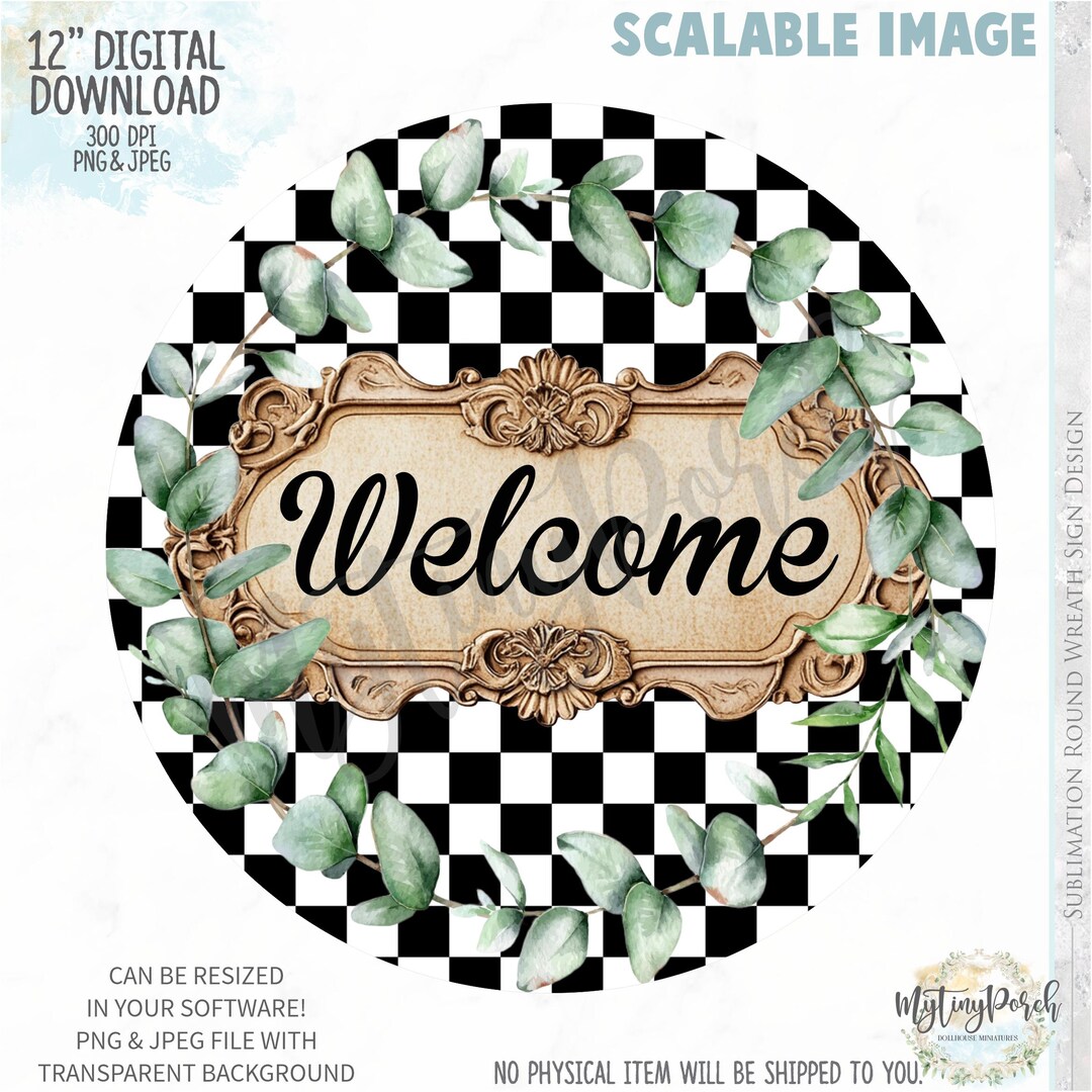 Sublimation Sign, Welcome Wreath PNG, Wreath Signs, Welcome Wreath Sign ...