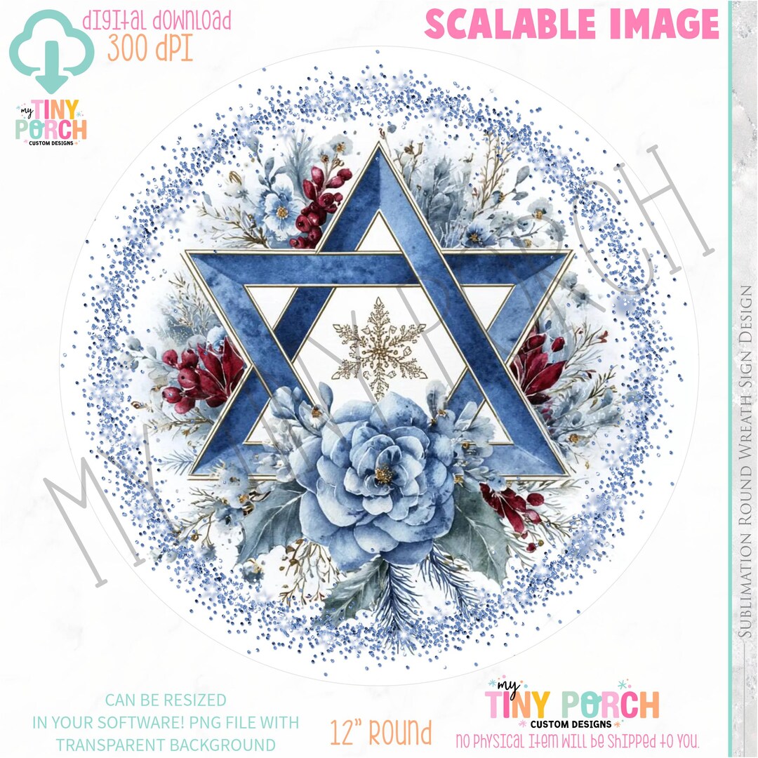 Star of David Jewish Wreath Sign PNG - Etsy