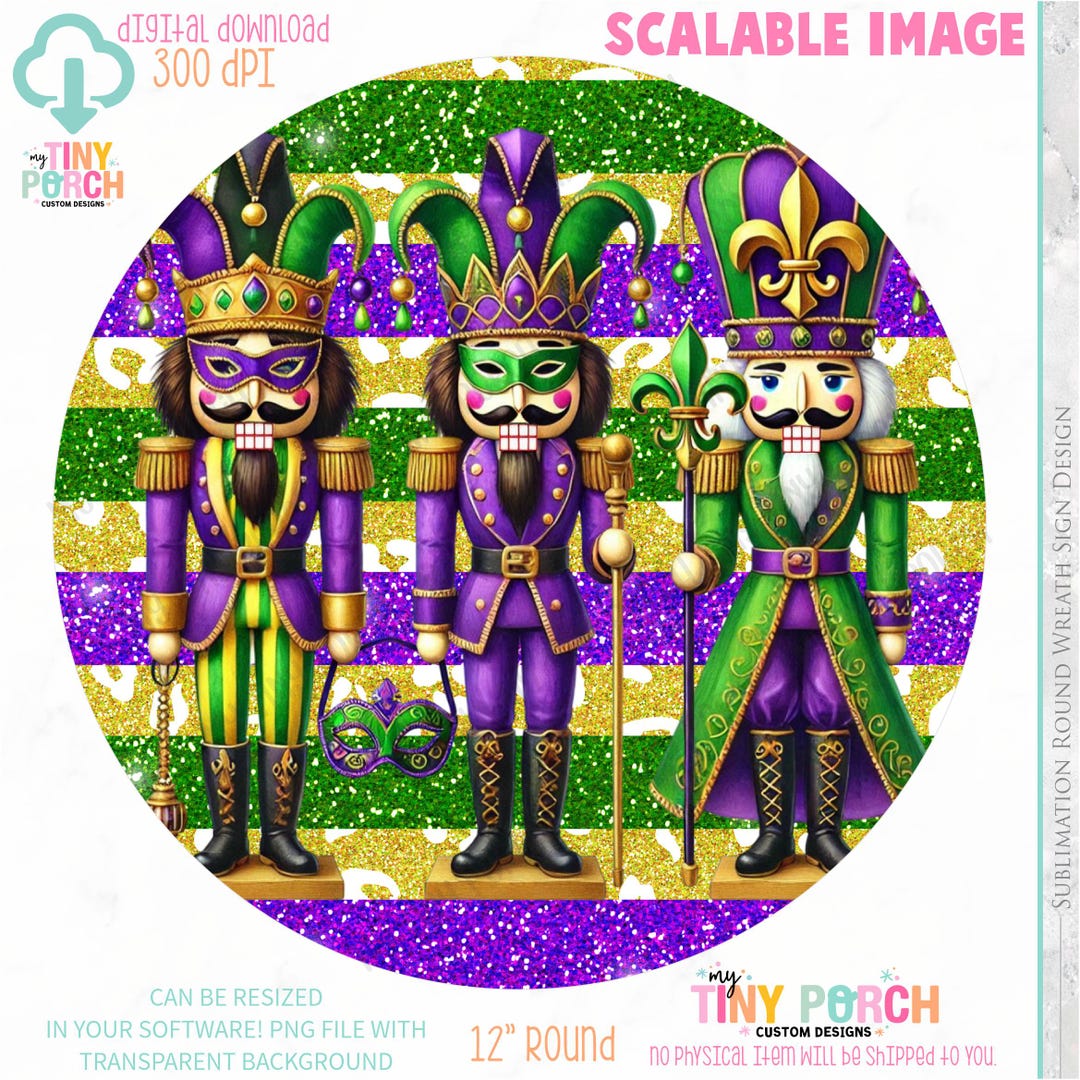 Mardi Gras Nutcracker Wreath Sign PNG: Sublimation Wreath Design ...
