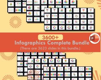May include: A collection of 3623 colorful infographic slides for PowerPoint presentations. The slides feature a variety of charts, graphs, and diagrams, including pie charts, bar graphs, line graphs, and flowcharts. The slides are designed to help users create visually appealing and informative presentations.