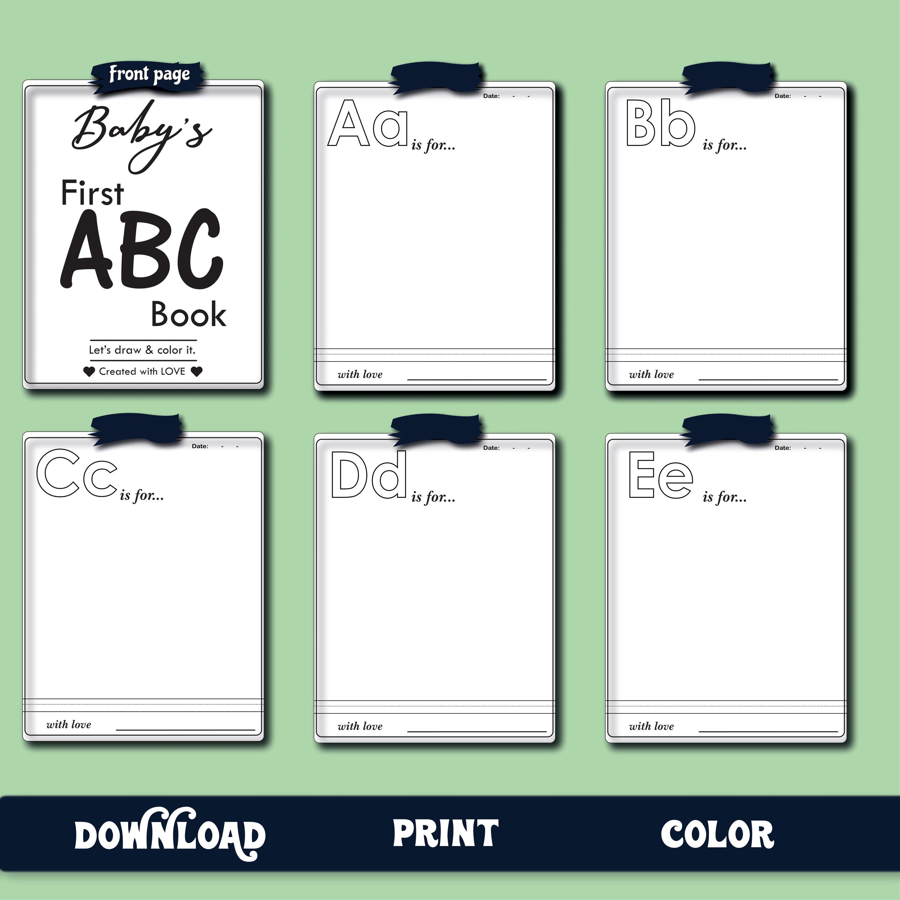 Baby Shower Blank ABC Book, First Alphabet Book, Baby's First ABC Book ...